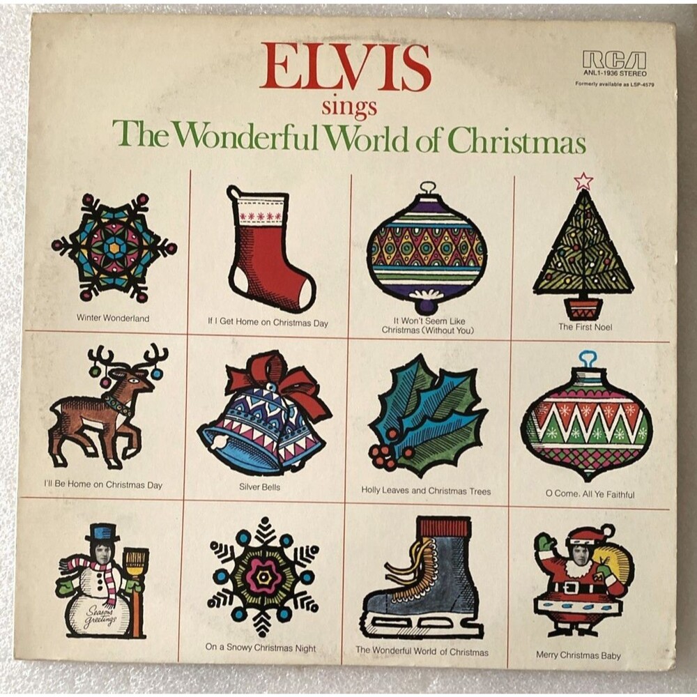 Elvis Sings Wonderful World of Christmas LP Vinyl RCA 70s Reissue ANL1-1936